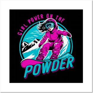 Girl Power on the Powder, Snowboarding Girl Posters and Art